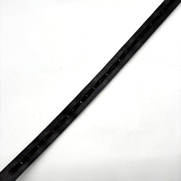 Vintage 80s Handmade Black Tooled Genuine Leather Studded Concho Belt 30-34" - Picture 11 of 16